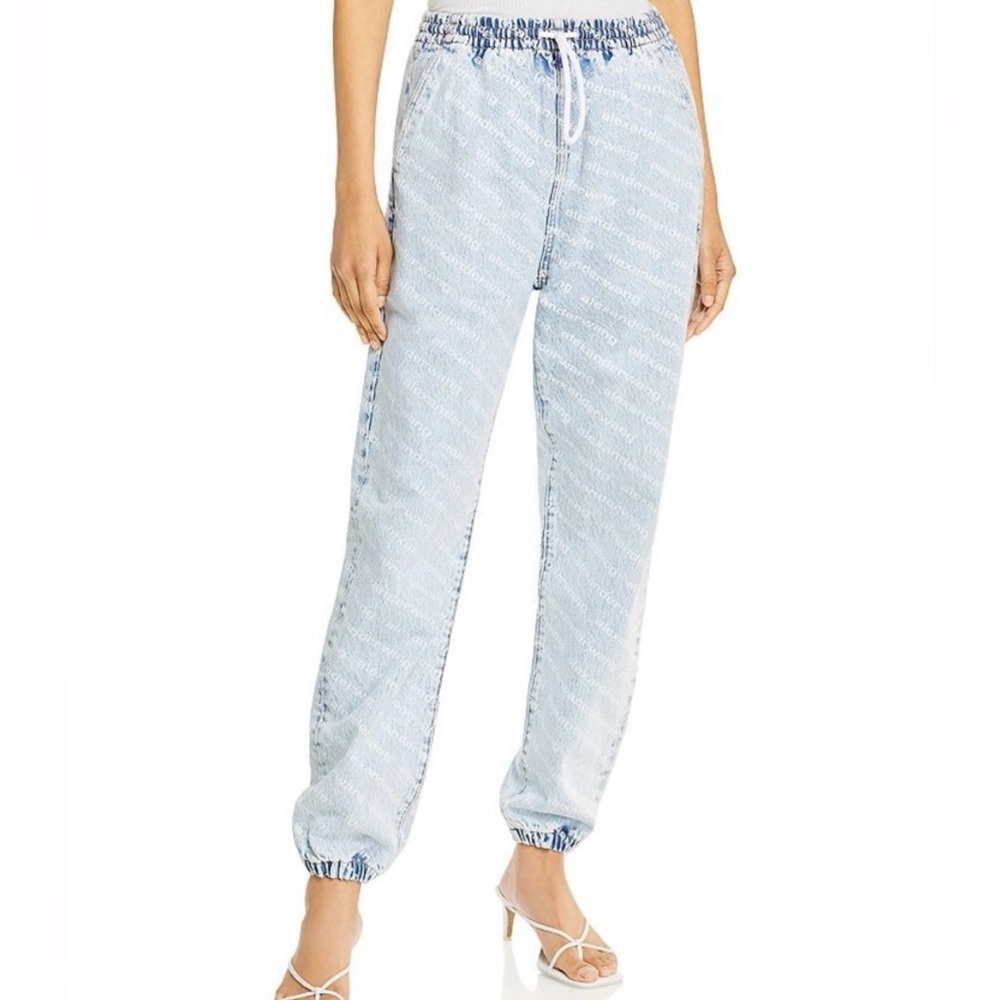 Alexander Wang Logo Print Denim Jogger Pants – Size Small